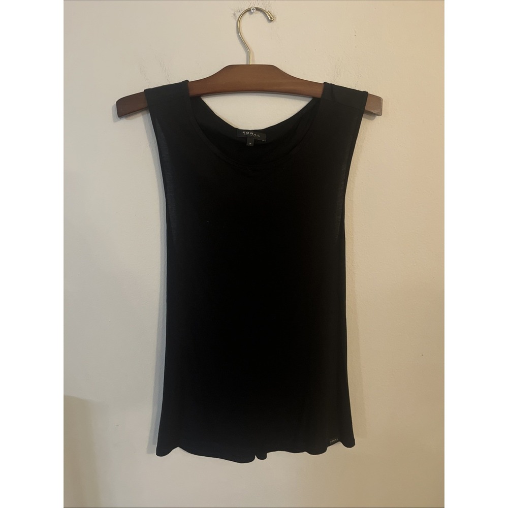 KORAL Womens Size M Tank Top Relaxed Fit Black Open Back Strappy‎